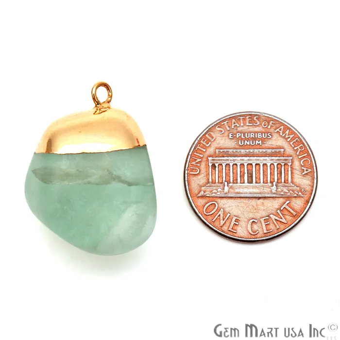 Charm Necklaces GemMartUSA Rough Aquamarine Gemstone 24x18mm Silver Edged Bracelets Charm Single Bail Connectors