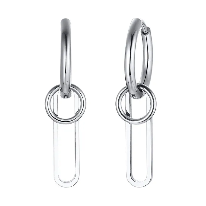 Cool Single Silver Stainless Steel Hoop Dagger Earring for Men Boys SWEET T 52 Earrings