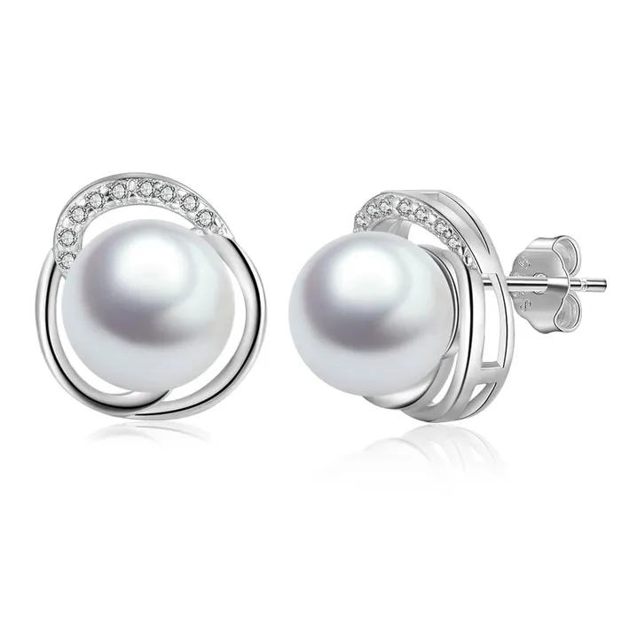 customjewelryan Earrings 925 Sterling Silver Pearl Wedding Earrings for Women White Pearls Stud Earrings Fine Jewelry Gift for Girls