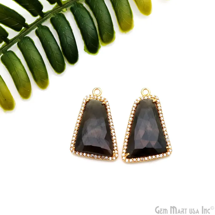 DIY Sapphire with Pave Cubic Zirconia 26x16mm Gold Vermeil Chandelier Earrings Connector 1 Pair GemmartUSA Earrings DIY Sapphire with Pave Cubic Zirconia 26x16mm Gold Vermeil Chandelier Earrings Connector 1 Pair GemmartUSA Earrings