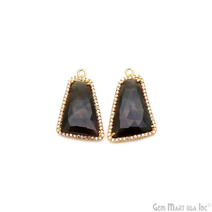 DIY Sapphire with Pave Cubic Zirconia 26x16mm Gold Vermeil Chandelier Earrings Connector 1 Pair GemmartUSA Earrings DIY Sapphire with Pave Cubic Zirconia 26x16mm Gold Vermeil Chandelier Earrings Connector 1 Pair GemmartUSA Earrings