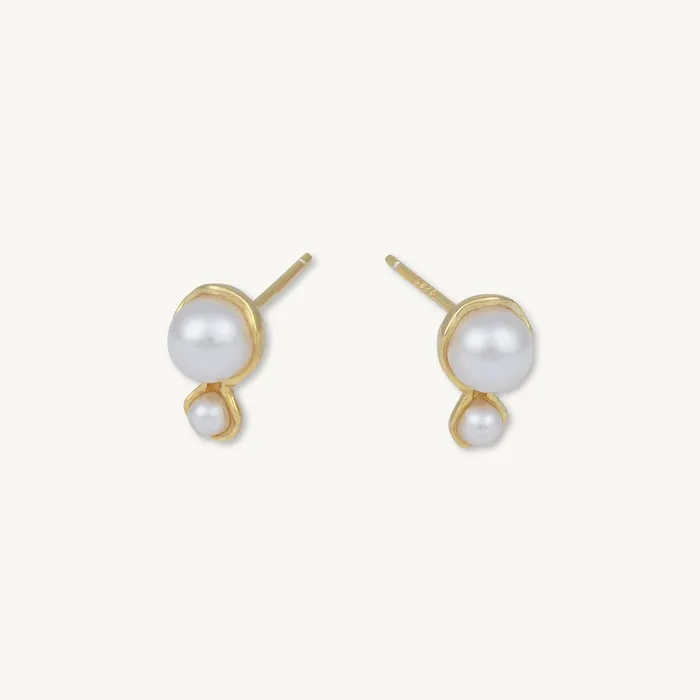 Earrings Camile Stone Double Pearl Stud Earrings