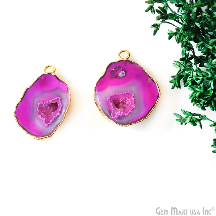 Earrings GemMartUSA Geode Druzy 23x33mm Organic Gold Electroplated Single Bail Gemstone Earring Connector 1 Pair Earrings GemMartUSA Geode Druzy 23x33mm Organic Gold Electroplated Single Bail Gemstone Earring Connector 1 Pair