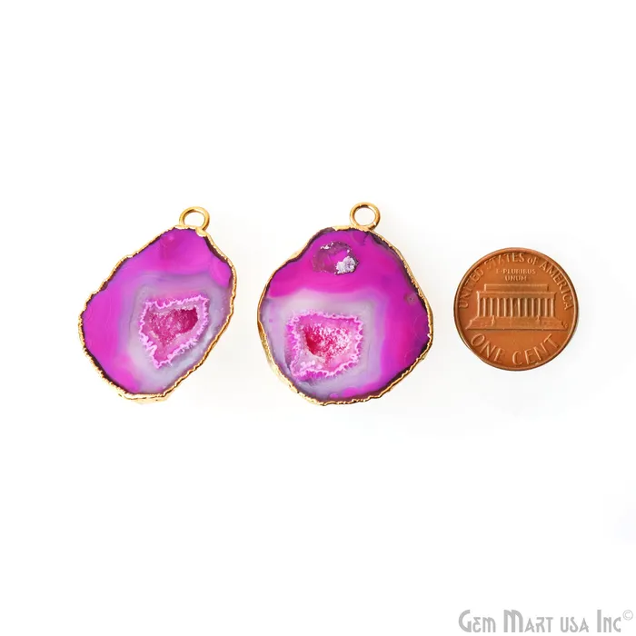 Earrings GemMartUSA Geode Druzy 23x33mm Organic Gold Electroplated Single Bail Gemstone Earring Connector 1 Pair Earrings GemMartUSA Geode Druzy 23x33mm Organic Gold Electroplated Single Bail Gemstone Earring Connector 1 Pair
