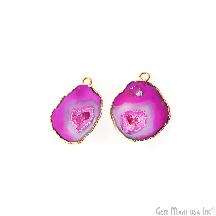 Earrings GemMartUSA Geode Druzy 23x33mm Organic Gold Electroplated Single Bail Gemstone Earring Connector 1 Pair Earrings GemMartUSA Geode Druzy 23x33mm Organic Gold Electroplated Single Bail Gemstone Earring Connector 1 Pair
