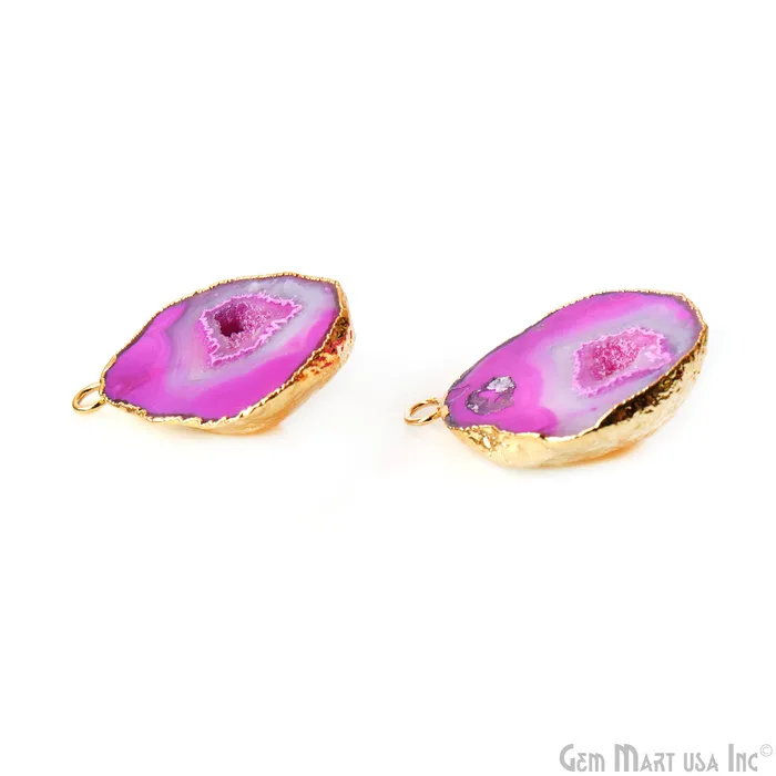 Earrings GemMartUSA Geode Druzy 23x33mm Organic Gold Electroplated Single Bail Gemstone Earring Connector 1 Pair Earrings GemMartUSA Geode Druzy 23x33mm Organic Gold Electroplated Single Bail Gemstone Earring Connector 1 Pair