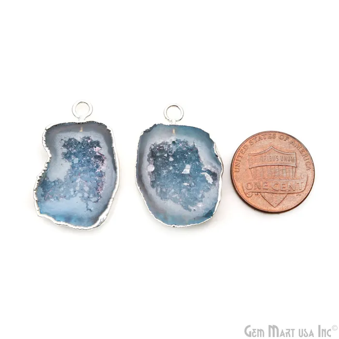 Earrings GemMartUSA Geode Druzy 30x18mm Organic Silver Electroplated Single Bail Gemstone Earring Connector 1 Pair Earrings GemMartUSA Geode Druzy 30x18mm Organic Silver Electroplated Single Bail Gemstone Earring Connector 1 Pair