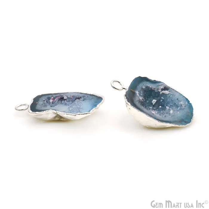 Earrings GemMartUSA Geode Druzy 30x18mm Organic Silver Electroplated Single Bail Gemstone Earring Connector 1 Pair Earrings GemMartUSA Geode Druzy 30x18mm Organic Silver Electroplated Single Bail Gemstone Earring Connector 1 Pair