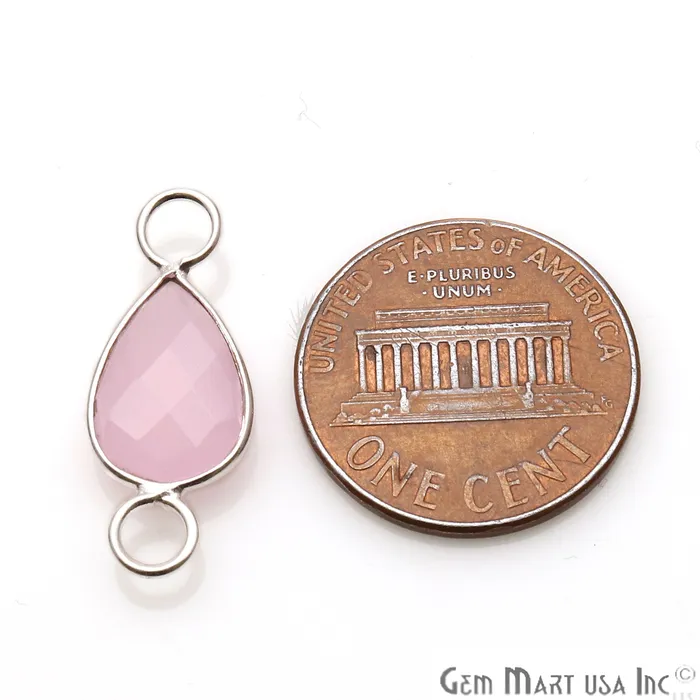 Earrings GemMartUSA Rose Chalcedony Pear 8x12mm Double Bail Silver Bezel Gemstone Connector