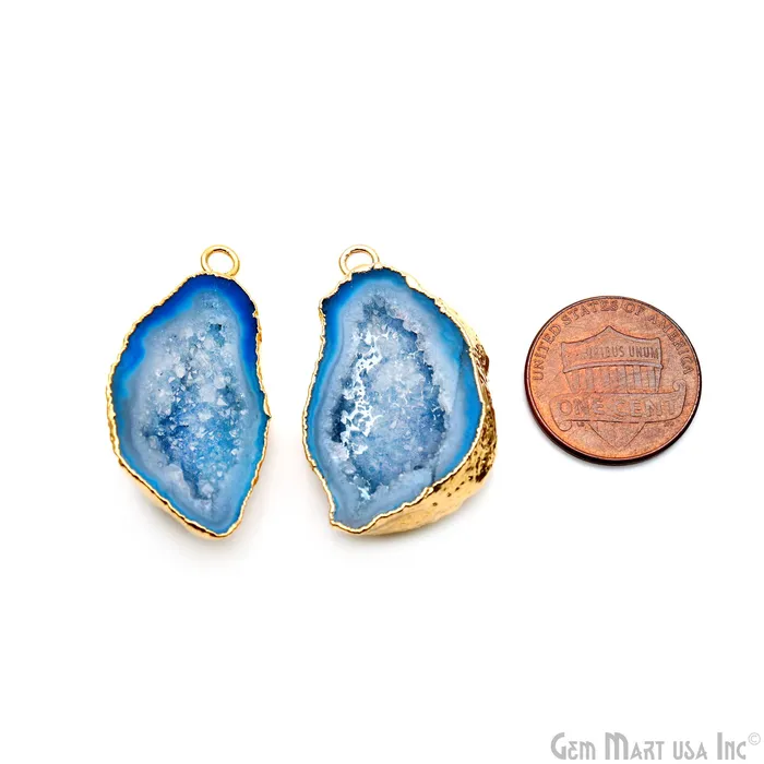 Earrings Geode Druzy 33x20mm Organic Gold Electroplated Single Bail Gemstone Earring Connector 1 Pair GemMartUSA Earrings Geode Druzy 33x20mm Organic Gold Electroplated Single Bail Gemstone Earring Connector 1 Pair GemMartUSA