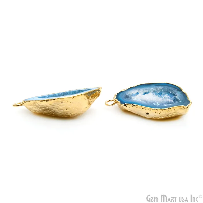Earrings Geode Druzy 33x20mm Organic Gold Electroplated Single Bail Gemstone Earring Connector 1 Pair GemMartUSA Earrings Geode Druzy 33x20mm Organic Gold Electroplated Single Bail Gemstone Earring Connector 1 Pair GemMartUSA