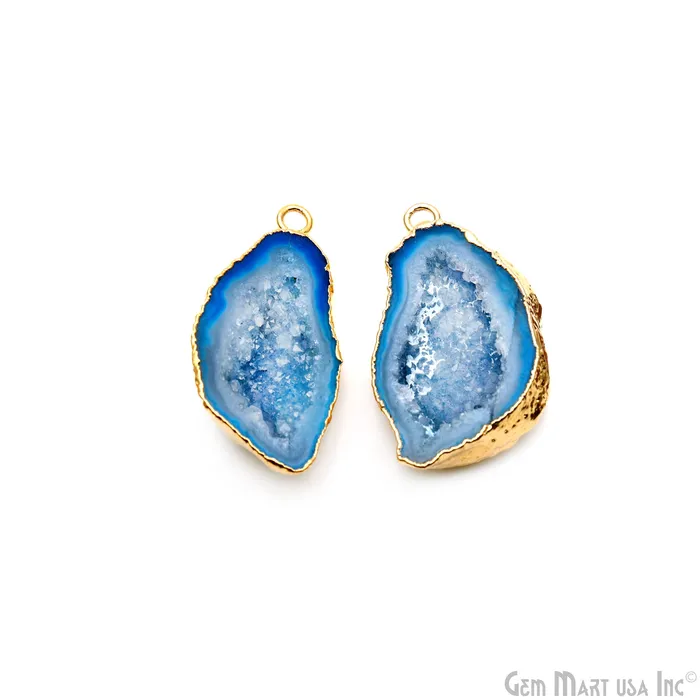 Earrings Geode Druzy 33x20mm Organic Gold Electroplated Single Bail Gemstone Earring Connector 1 Pair GemMartUSA Earrings Geode Druzy 33x20mm Organic Gold Electroplated Single Bail Gemstone Earring Connector 1 Pair GemMartUSA