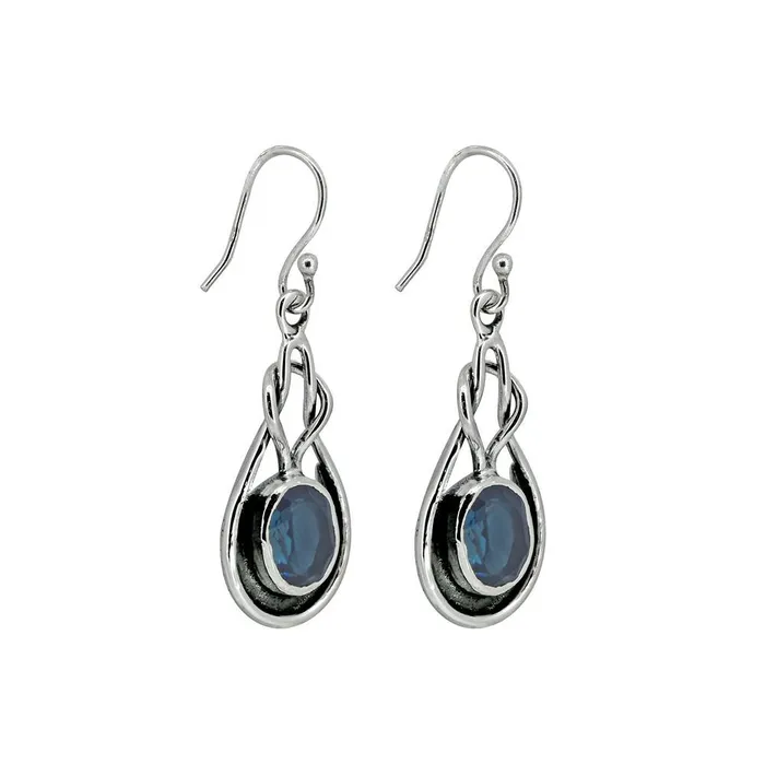 Earrings London Blue Topaz Solid 925 Sterling Silver Knot Dangle Earrings Jewelry YoTreasure