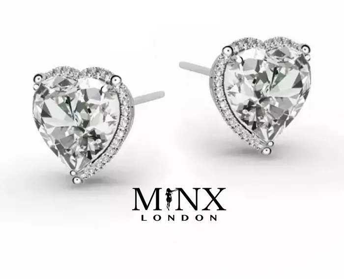 Earrings Minx London Diamond Earrings Heart Earrings Womens Earrings Heart earrings with Diamonds Heart Ear Studs Womens Diamond Ear Studs Ear Studs
