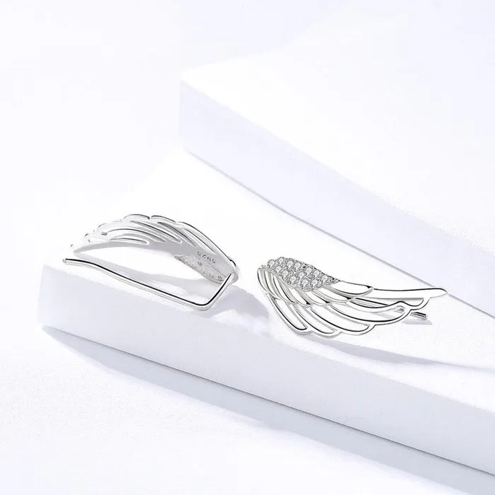 Earrings Personalized Jewel Fashion 925 Sterling Silver 2018 Angel Wing Stud Earrings for Women Cute Anniversary Jewelry Gift