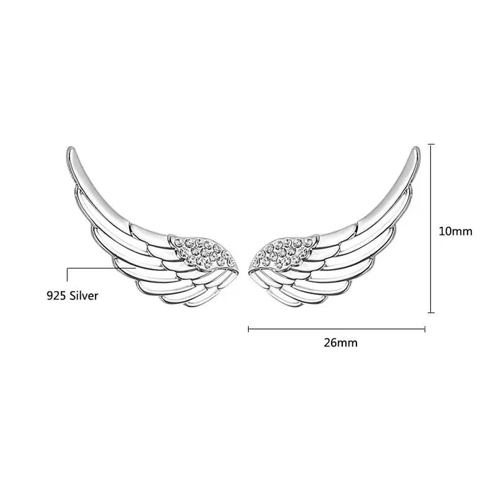 Earrings Personalized Jewel Fashion 925 Sterling Silver 2018 Angel Wing Stud Earrings for Women Cute Anniversary Jewelry Gift