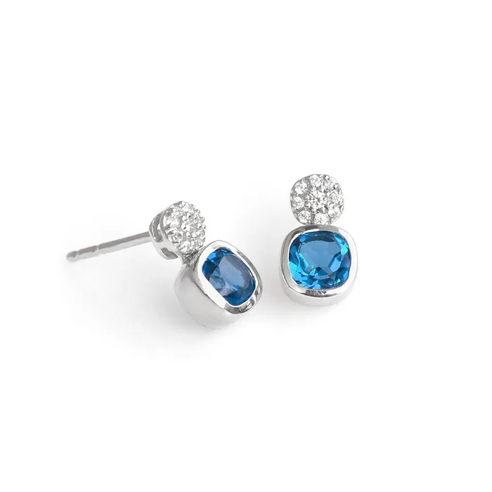 Earrings YoTreasure 162 Ct London Blue Topaz Solid 925 Sterling Silver Stud Earrings Jewelry