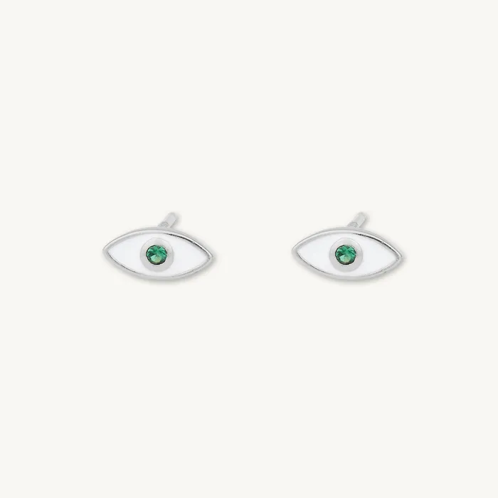 Evil Eye Emerald Zirconia Stud Earrings Camile Stone Earrings