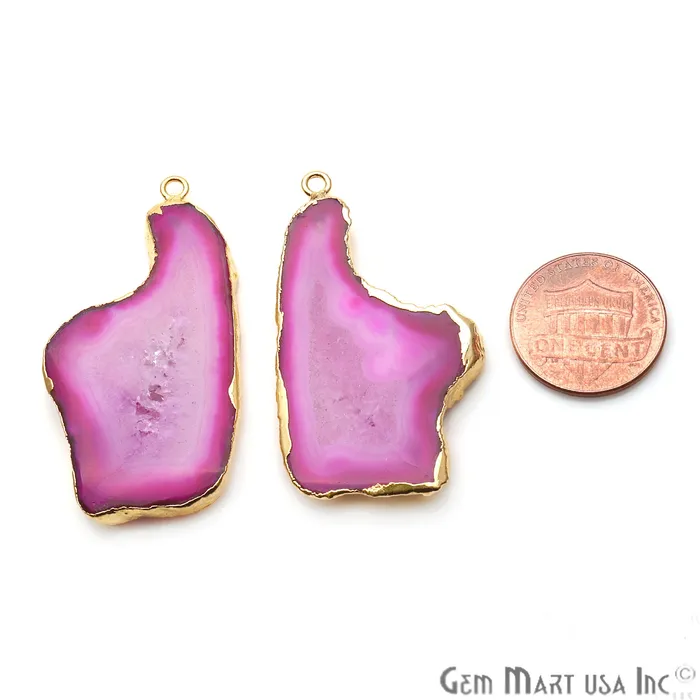 GemmartUSA Agate Slice 45x23mm Gold Electroplated Gemstone Earring Connector 1 Pair Earrings GemmartUSA Agate Slice 45x23mm Gold Electroplated Gemstone Earring Connector 1 Pair Earrings