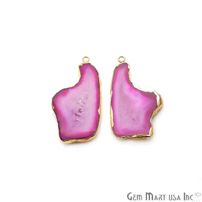 GemmartUSA Agate Slice 45x23mm Gold Electroplated Gemstone Earring Connector 1 Pair Earrings GemmartUSA Agate Slice 45x23mm Gold Electroplated Gemstone Earring Connector 1 Pair Earrings