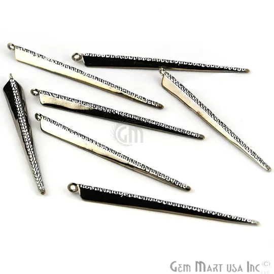 GemMartUSA Bracelets SPIKE Shape Cubic Zircon Pave Silver Charm For Bracelet Pendants