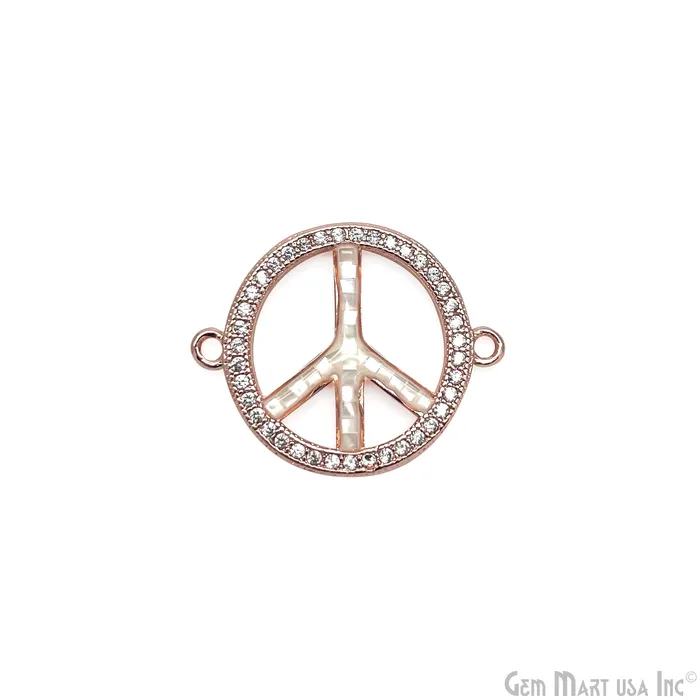 GemMartUSA Charm Necklaces Peace Shape 18mm Cubic Zircon Round Double Bail Connector Pendant Charm GemMartUSA Charm Necklaces Peace Shape 18mm Cubic Zircon Round Double Bail Connector Pendant Charm