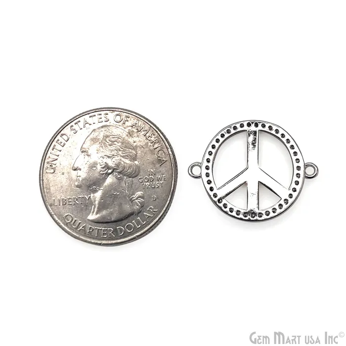 GemMartUSA Charm Necklaces Peace Shape 18mm Cubic Zircon Round Double Bail Connector Pendant Charm GemMartUSA Charm Necklaces Peace Shape 18mm Cubic Zircon Round Double Bail Connector Pendant Charm
