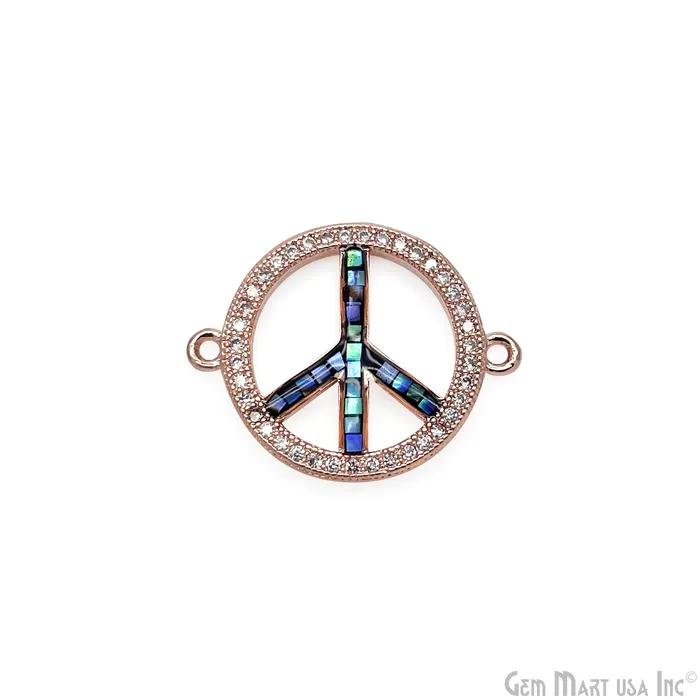 GemMartUSA Charm Necklaces Peace Shape 18mm Cubic Zircon Round Double Bail Connector Pendant Charm GemMartUSA Charm Necklaces Peace Shape 18mm Cubic Zircon Round Double Bail Connector Pendant Charm