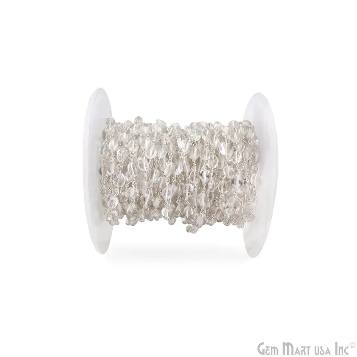 GemMartUSA Crystal Tumble Beads 8x5mm Silver Wire Wrapped Rosary Chain Necklaces GemMartUSA Crystal Tumble Beads 8x5mm Silver Wire Wrapped Rosary Chain Necklaces