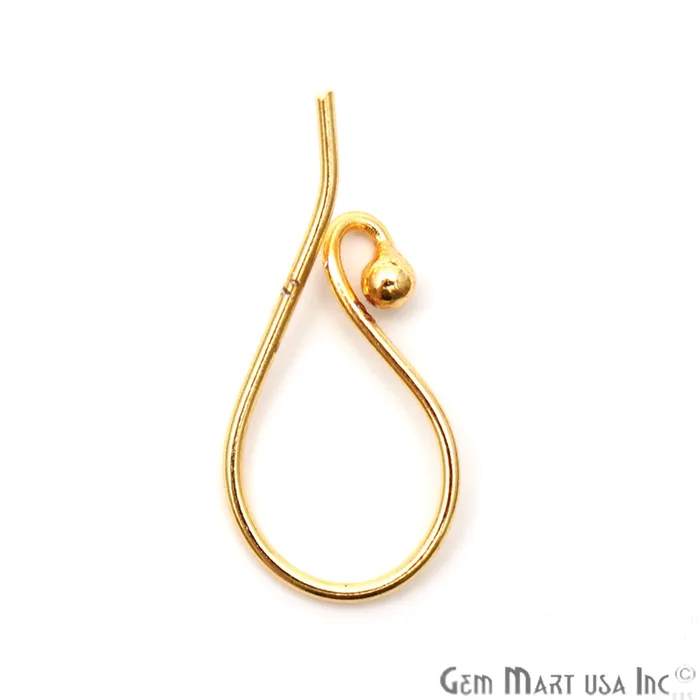 GemMartUSA Earrings 10 Pair Lot Gold Plated 20x10mm Earring Fish Hooks Findings