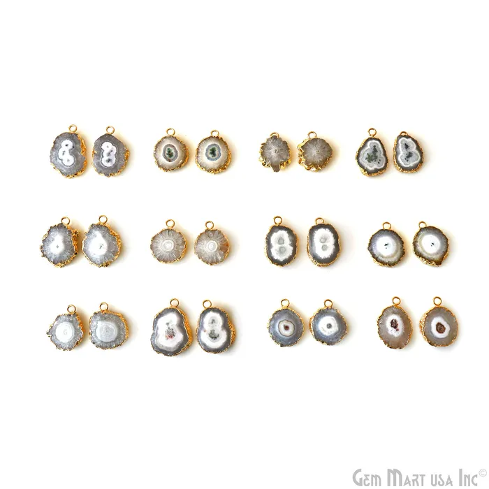 GemMartUSA Earrings Agate Slice 24x19mm Organic Gold Electroplated Gemstone Earring Connector 1 Pair GemMartUSA Earrings Agate Slice 24x19mm Organic Gold Electroplated Gemstone Earring Connector 1 Pair