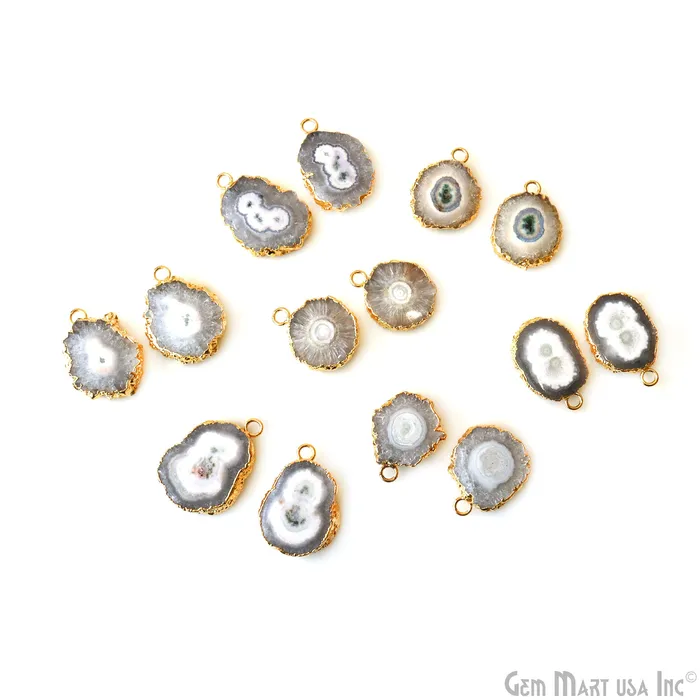 GemMartUSA Earrings Agate Slice 24x19mm Organic Gold Electroplated Gemstone Earring Connector 1 Pair GemMartUSA Earrings Agate Slice 24x19mm Organic Gold Electroplated Gemstone Earring Connector 1 Pair