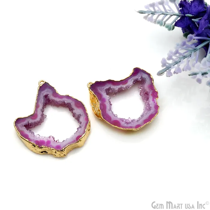 GemMartUSA Earrings Agate Slice 30x37mm Organic Gold Electroplated Gemstone Earring Connector 1 Pair GemMartUSA Earrings Agate Slice 30x37mm Organic Gold Electroplated Gemstone Earring Connector 1 Pair