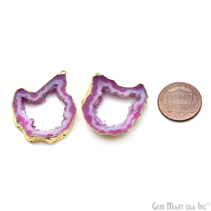 GemMartUSA Earrings Agate Slice 30x37mm Organic Gold Electroplated Gemstone Earring Connector 1 Pair GemMartUSA Earrings Agate Slice 30x37mm Organic Gold Electroplated Gemstone Earring Connector 1 Pair