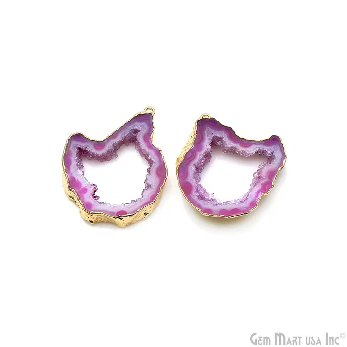 GemMartUSA Earrings Agate Slice 30x37mm Organic Gold Electroplated Gemstone Earring Connector 1 Pair GemMartUSA Earrings Agate Slice 30x37mm Organic Gold Electroplated Gemstone Earring Connector 1 Pair