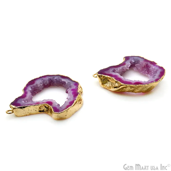 GemMartUSA Earrings Agate Slice 30x37mm Organic Gold Electroplated Gemstone Earring Connector 1 Pair GemMartUSA Earrings Agate Slice 30x37mm Organic Gold Electroplated Gemstone Earring Connector 1 Pair