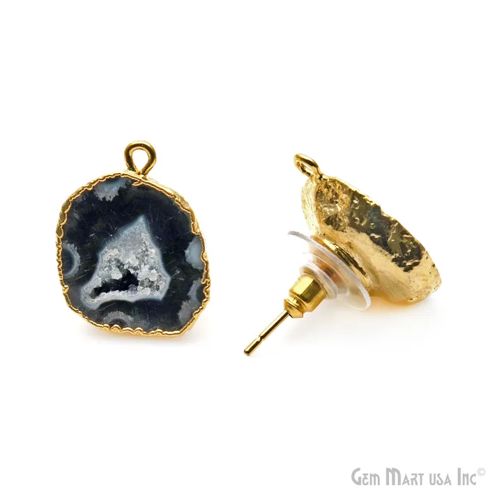 GemMartUSA Earrings DIY Geode Druzy 22x17mm Gold Electroplated Loop Connector Studs Earrings GemMartUSA Earrings DIY Geode Druzy 22x17mm Gold Electroplated Loop Connector Studs Earrings