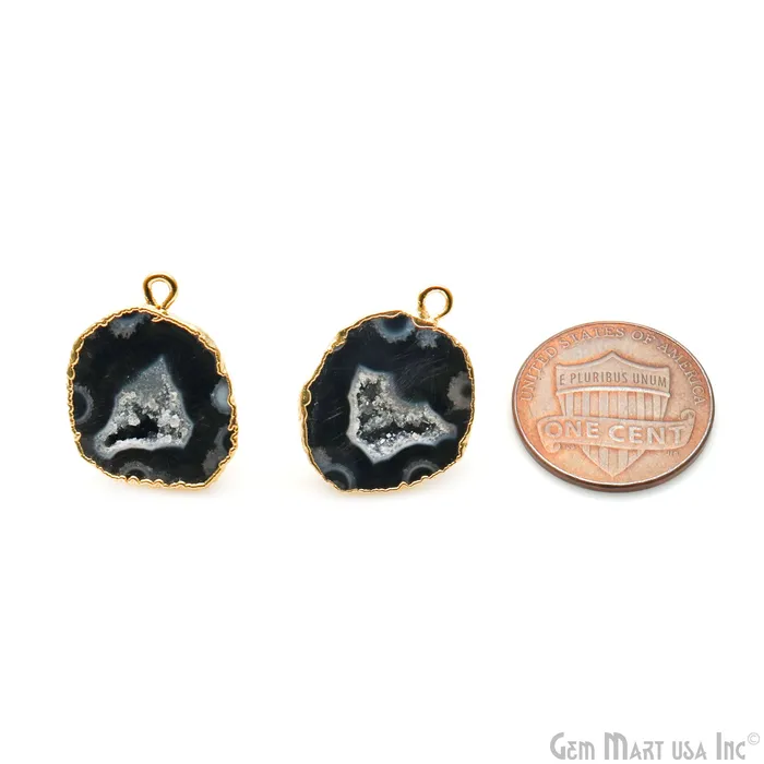 GemMartUSA Earrings DIY Geode Druzy 22x17mm Gold Electroplated Loop Connector Studs Earrings GemMartUSA Earrings DIY Geode Druzy 22x17mm Gold Electroplated Loop Connector Studs Earrings