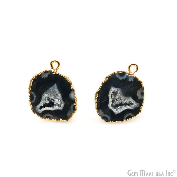 GemMartUSA Earrings DIY Geode Druzy 22x17mm Gold Electroplated Loop Connector Studs Earrings GemMartUSA Earrings DIY Geode Druzy 22x17mm Gold Electroplated Loop Connector Studs Earrings