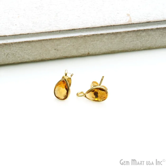 GemmartUSA Earrings DIY Pears 6x9mm Gold Bail Gemstone stud Earring GemmartUSA Earrings DIY Pears 6x9mm Gold Bail Gemstone stud Earring