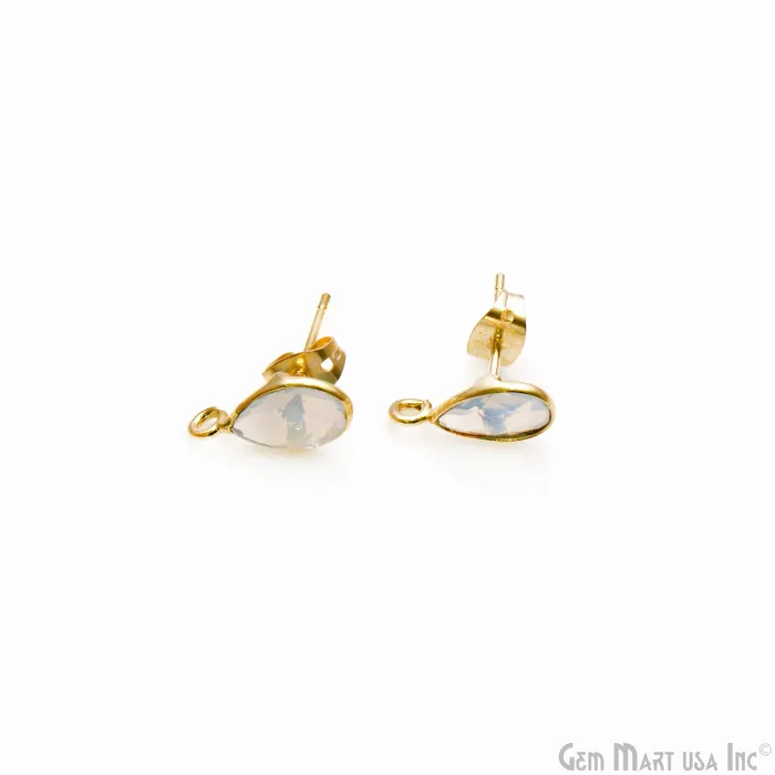 GemmartUSA Earrings DIY Pears 6x9mm Gold Bail Gemstone stud Earring GemmartUSA Earrings DIY Pears 6x9mm Gold Bail Gemstone stud Earring