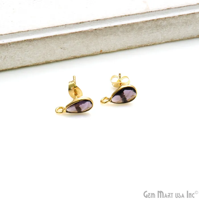 GemmartUSA Earrings DIY Pears 6x9mm Gold Bail Gemstone stud Earring GemmartUSA Earrings DIY Pears 6x9mm Gold Bail Gemstone stud Earring