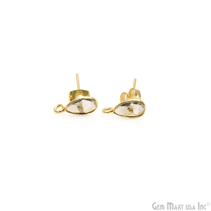 GemmartUSA Earrings DIY Pears 6x9mm Gold Bail Gemstone stud Earring GemmartUSA Earrings DIY Pears 6x9mm Gold Bail Gemstone stud Earring