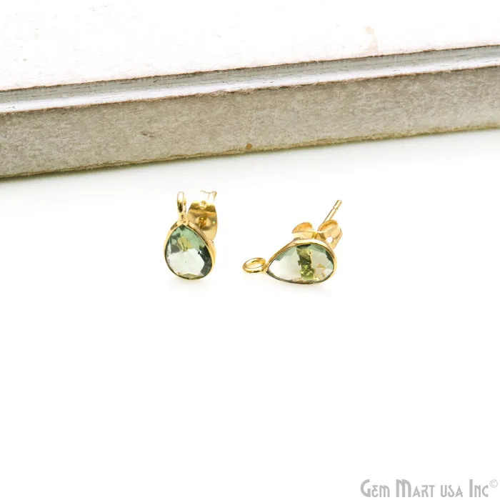 GemmartUSA Earrings DIY Pears 6x9mm Gold Bail Gemstone stud Earring GemmartUSA Earrings DIY Pears 6x9mm Gold Bail Gemstone stud Earring