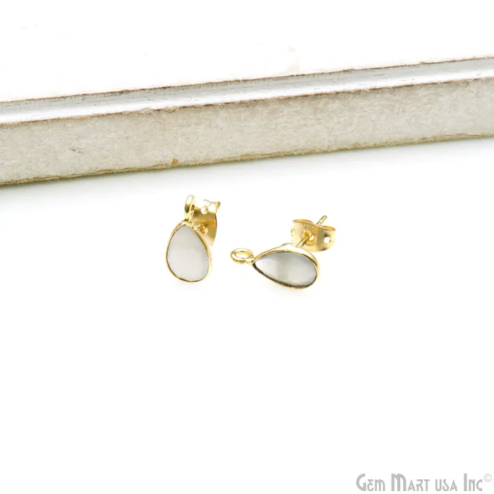 GemmartUSA Earrings DIY Pears 6x9mm Gold Bail Gemstone stud Earring GemmartUSA Earrings DIY Pears 6x9mm Gold Bail Gemstone stud Earring