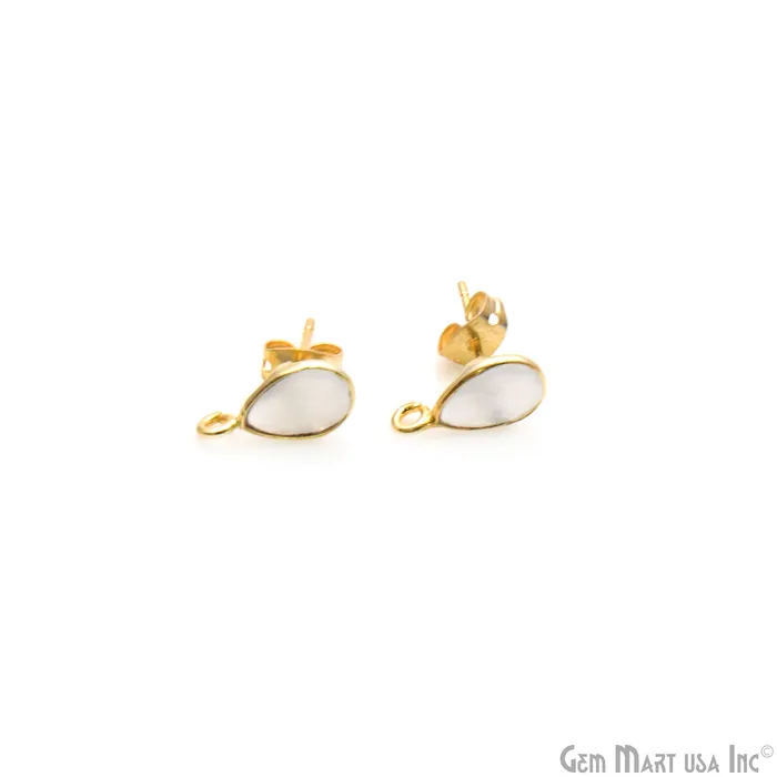 GemmartUSA Earrings DIY Pears 6x9mm Gold Bail Gemstone stud Earring GemmartUSA Earrings DIY Pears 6x9mm Gold Bail Gemstone stud Earring