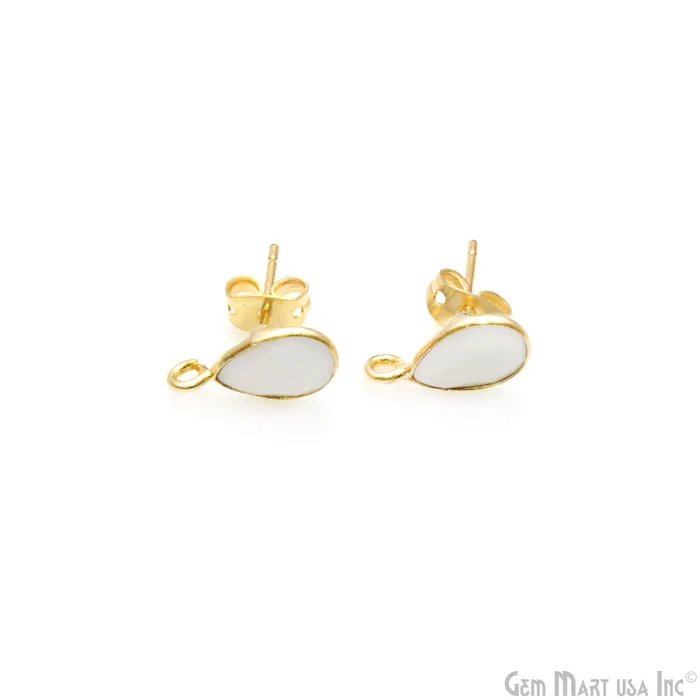 GemmartUSA Earrings DIY Pears 6x9mm Gold Bail Gemstone stud Earring GemmartUSA Earrings DIY Pears 6x9mm Gold Bail Gemstone stud Earring
