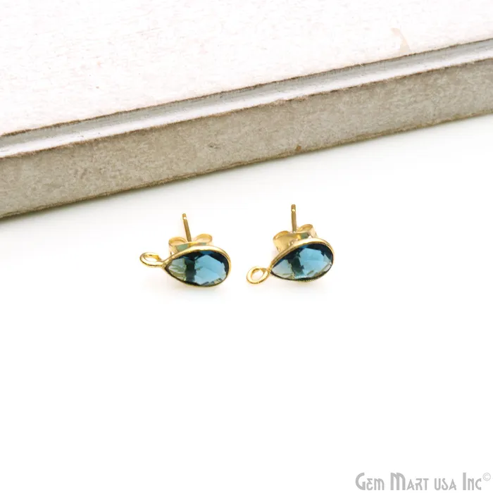 GemmartUSA Earrings DIY Pears 6x9mm Gold Bail Gemstone stud Earring GemmartUSA Earrings DIY Pears 6x9mm Gold Bail Gemstone stud Earring