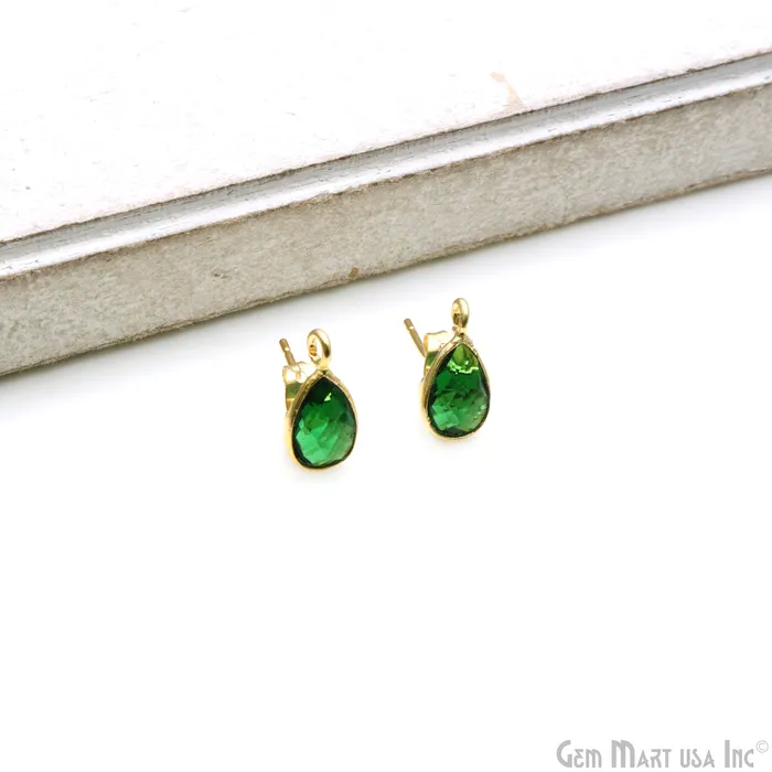 GemmartUSA Earrings DIY Pears 6x9mm Gold Bail Gemstone stud Earring GemmartUSA Earrings DIY Pears 6x9mm Gold Bail Gemstone stud Earring