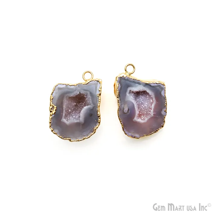 GemMartUSA Earrings Geode Druzy 32x22mm Organic Gold Electroplated Single Bail Gemstone Earring Connector 1 Pair GemMartUSA Earrings Geode Druzy 32x22mm Organic Gold Electroplated Single Bail Gemstone Earring Connector 1 Pair